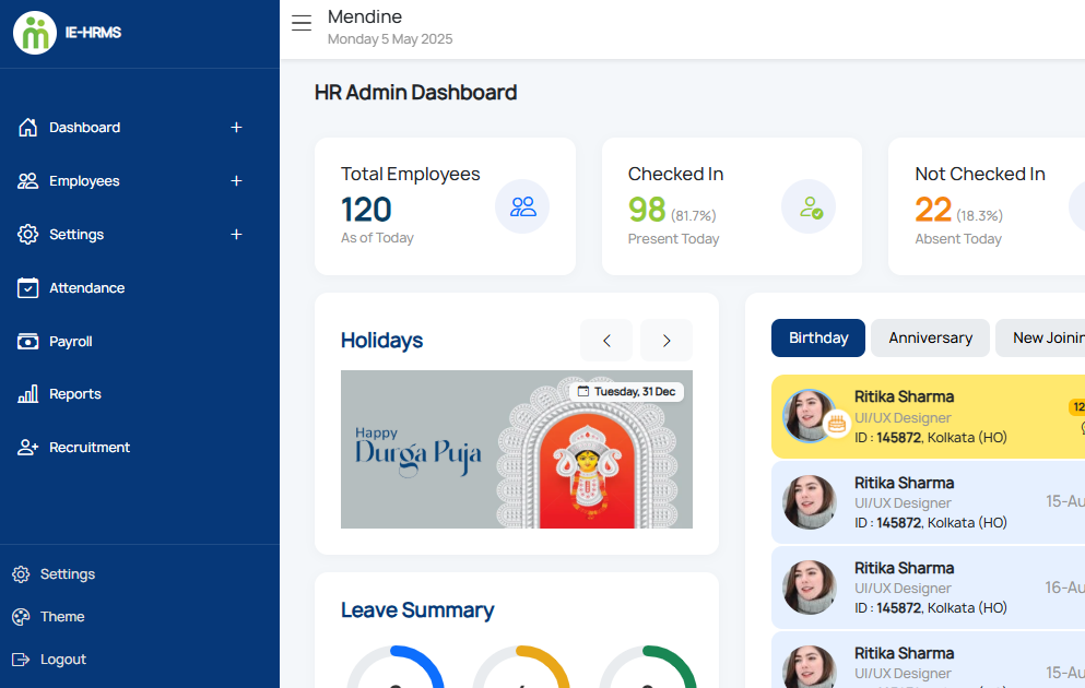 ieHRMS Dashboard Preview